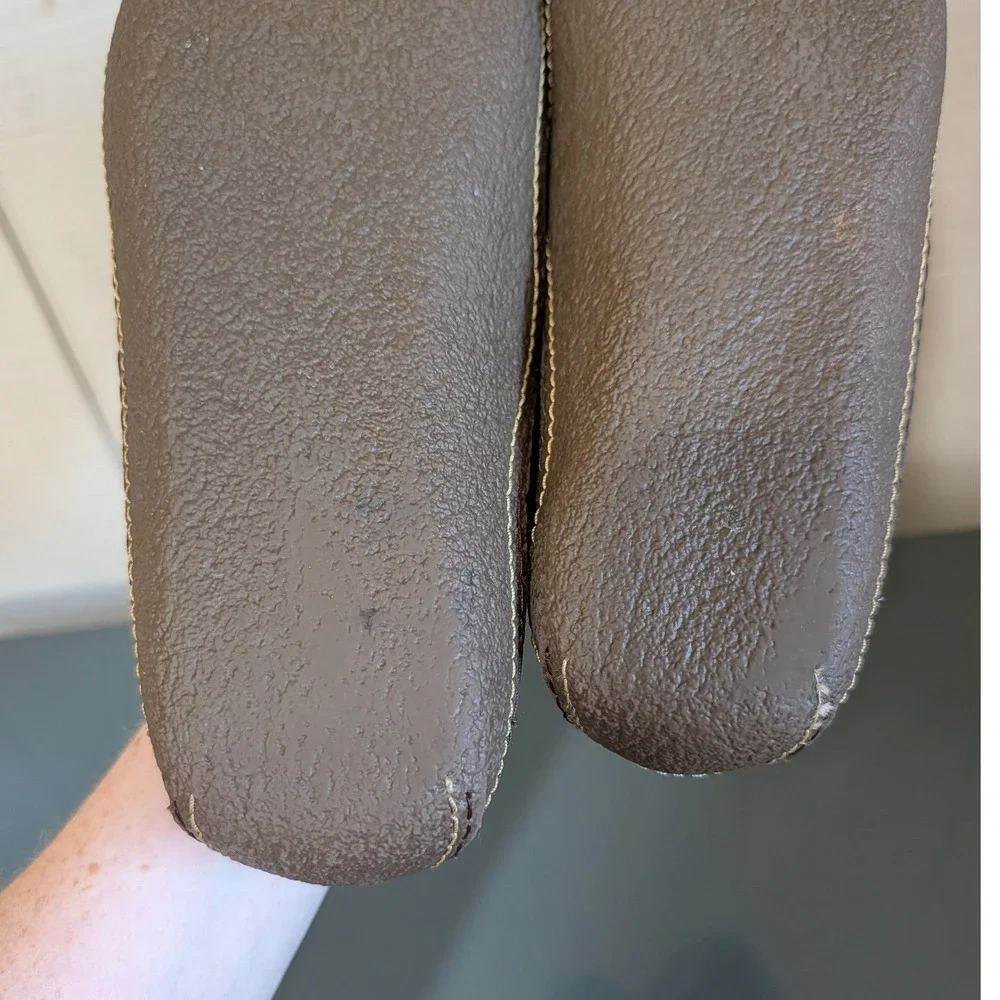 L. L Bean Men's Handsewn Slippers  Flannel-Lined Brown Leather Size 10
